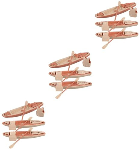 Homoyoyo 3pcs Miniature Canoe Models Set - Realistic ABS Rowing Boat Ornaments with Oars for Cake Toppers - Fairy Gardens & Birthday Decor 195cm Multicolor