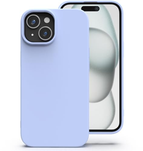 Zuvirelx Silikon Handyhülle für iPhone 15 Hülle, Weiches Griff, Dünne, Minimalistisch, Stoßfest, rutschfest, Taschenpassend - Flieder