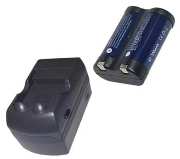 Camera Rechargeable Lithium Battery+ Charger，Compatible for Canon，for R2cr5 2CR5 EOS1 EOS3 6V(1charger 1 Battery B)
