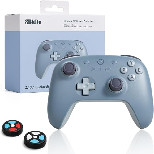 Generico Ultimate 2C Wireless Controller, Blu, 2.4G e Bluetooth, per Windows e Android, con Thumb Grip