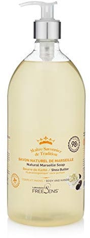 Savon Liquide Naturel de Marseille Surgras au Beurre de Karité FREESENS FL. 1Litre
