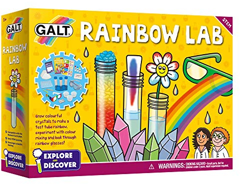 Galt Rainbow Lab - Explore & Discover Childrens Science Kit - 12 Science Experiments for Kids, Colourful Crystals - STEM Toys & National Curriculum Compatible - Gifts for Boys & Girls Ages 5 +