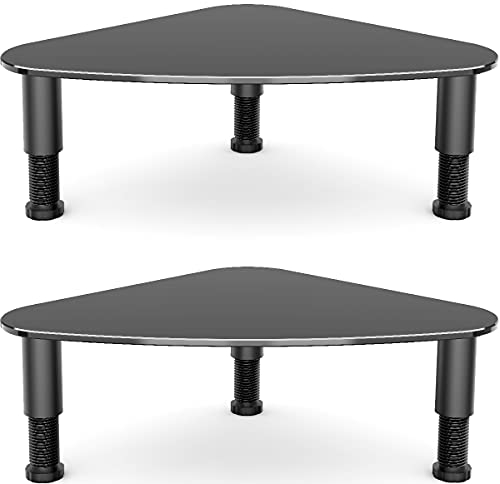 Hemudu 2 Pack Computer Monitor Stand Riser/Triangle Save Space Desktop Corner Stand for Computer, Black HD01B-203P