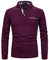 STTLZMC Mens Long Sleeve Polo Shirts Plaid Collar Basic Casual T-Shirt #23 Wine Red XL