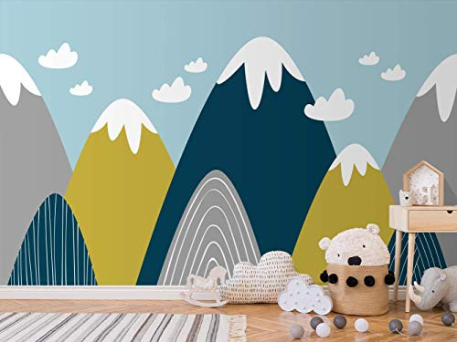 Oedim Wandtapete aus Vinyl und Kindertapete für Wände in bunten Bergen | Wanddekoration | Kindertapete | Dekoration für Esszimmer, Wohnzimmer, Schlafzimmer 200x150cm