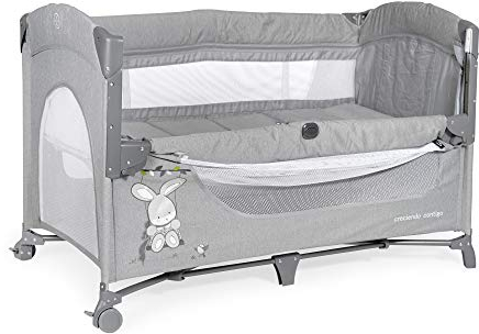 ms Innovaciones Cuna de Viaje + Colecho 630401 - Dos Alturas, Cambiador y Mosquitera -Gris