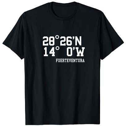 Fuerteventura Koordinaten Kanaren Spanien Urlaub Geschenk T-Shirt