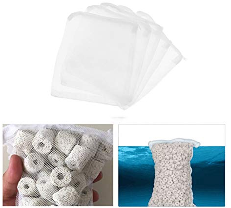 10 Stück Aquarium Filterbeutel, Wiederverwendbare Filtertüten mit Reißverschluss Filtersack (20 X 30 cm)