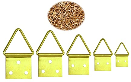 HMH-Shop Bildaufhänger 20x10mm 24x12mm 28x14mm 32x16mm 40x20mm Mix Klappösen für Bilderhaken zum Nageln vermessingt inklusive Nägel 1,4x11mm (10, 20x10mm)