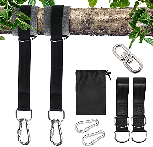 Generic R583, 3M Hammock Suspension Swing Hanging Chair 2 Heavy Duty Attachment Set (Holds 1000 kg), Tear-Resistant Polyester with 2 Tree Protection Pads, 2 Carabiners and D-Rings, Nylon