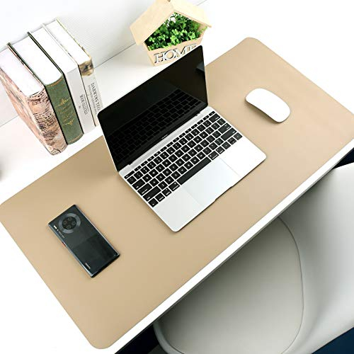 Paramount City wasserdichte Schreibtischunterlage, Büro-Laptop-Schreibtischunterlage, Schreibtischunterlage-Schutz aus PU-Leder Schreibtisch-Schreibblock(Silber + Gold,120 x 60 cm)