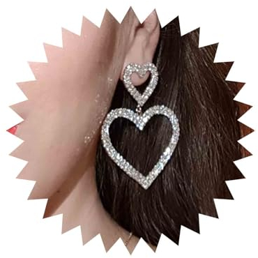 Yienate Funkelnde Kristall Herz Ohrringe - Silber Große Quaste Baumeln Ohrstecker Mit Strass - Erklärung Hochzeit Braut Schmuck Für Frauen Und Mädchen