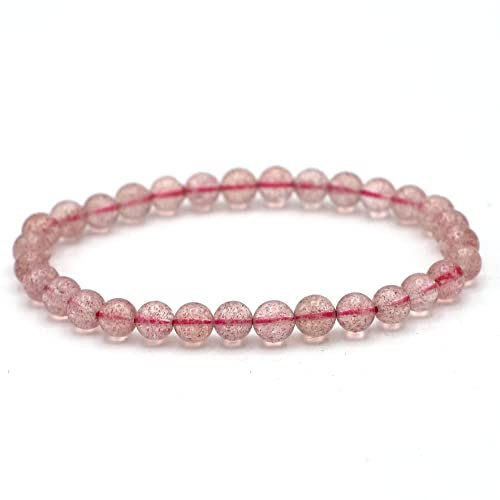 Miracles Minéraux Bracelet perle ronde 6 mm, pierre naturelle, création artisanale française, plus de 60 choix (Quartz fraise 6 mm)