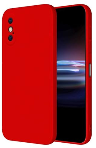 HONLEN Hülle für iPhone X/iPhone XS Schutzhülle Case, (5.8 Inches) Liquid TPU Silicone Handyhülle mit Fallschutz Silikon Cover Chinarot
