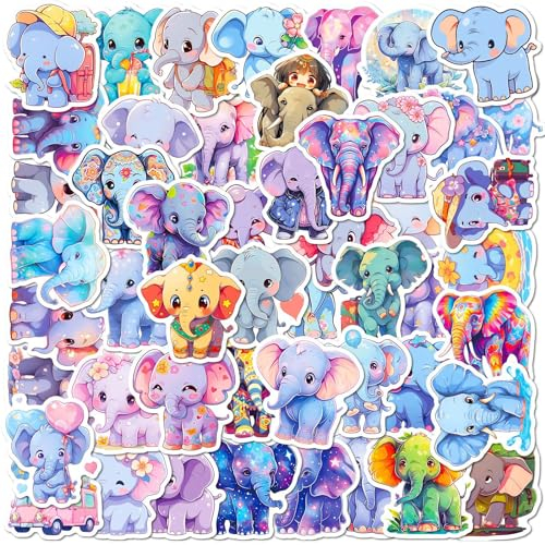 Mistree 50 Aufkleber Tiere Elefant, 5 CM, Sticker Elefant 2D für Kindergarten, Grundschule