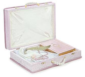 ihvan online Muslimisches Gebetsteppich-Set, islamische Mitgift Geschenkbox für Männer & Frauen, Schal, Kufi-Hut, digitale Perlenzähler, Koran-Geschenk, elegantes islamisches Geschenk-Set für Ramadan,