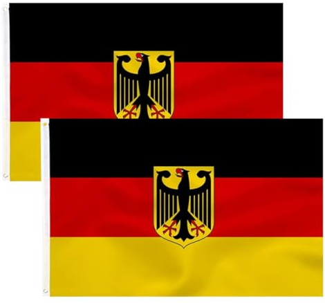 CPSYTE 2 Stück Deutschland Fahne 90 x 150 cm mit adler - Deutsche Flagge Polyester leuchtenden Farben mit Messing-Ösen Germany Flag