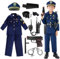Udekit Polizei Kostüm Kinder mit Walkie-Talkie Taktstock Halfter Trillerpfeife Polizei Spielzeug für Jungen Halloween Karneval Cosplay für 9 bis 12 Jahre
