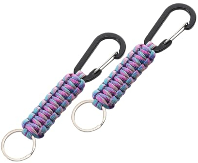 CGEAMDY 2 Piezas Paracord Llaveros, Llaveros De Paracord con Mosquetón, Mosqueton Llavero Cuerda Trenzada Clip, Lanyard Paracord Puede Colgar, para Llaves Mochila Camping(Azul y Morado)