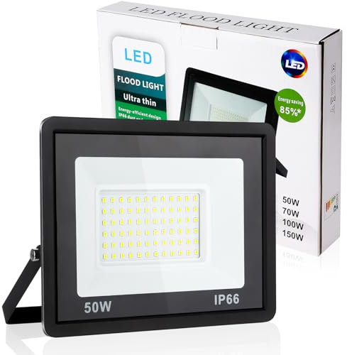 Psatfito G Projecteur LED 50w, 5400 Lm Projecteur LED Extérieur, Étanchéité Ip66 Lumière Blanche du jour 6000k Éclairage de Sécurité Extérieur pour Entrepôt, Garage, Arrière-Cour, Lot de 1