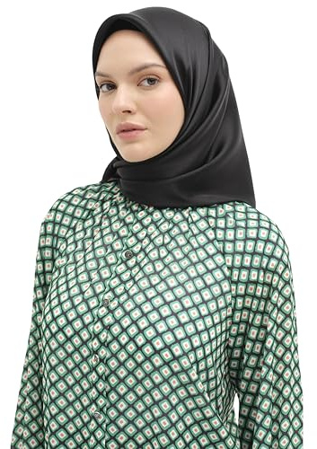 Tuğba Luxury Hijab Scarf for Women - Lightweight, Durable, Wrinkle-Resistant, Soft & Breathable Polyester Fabric Black