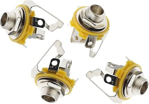 4-Pack 1/4 Inch Electric Jack, TS Mono Panel Mount Socket with Washer and Nut Solder Type, Guitar Jack Socket for Guitar, Bass, Audio Equipment - Durable, Reliable Connection for Music Gear