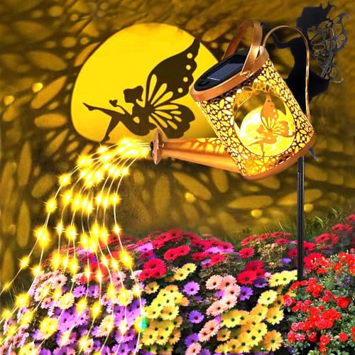 YOUYIKE Solar Giesskanne Lichterkette Aussen GießKanne LED Lichterkette mit Halterung Solarlichterkette AußEn Wetterfest für Outdoor Hofweg Gartendeko Gartenbeleuchtung Balkon Terrasse