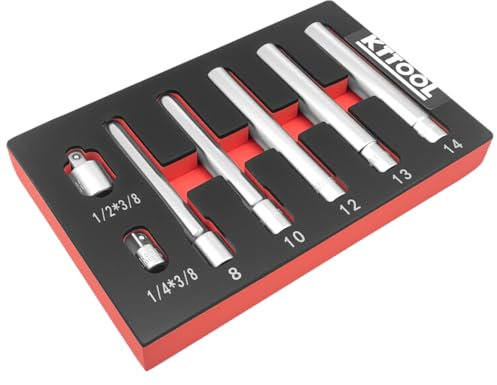 KTTOOL 7Pcs 3/8 Drive Extra Deep Metric Socket Set, 12 Point Cylinder Head Bolt Socket Kit, Rear Bumper Socket Removal Installer Tool 8mm 10mm 12mm 13mm 14mm Extra Long Deep 120MM