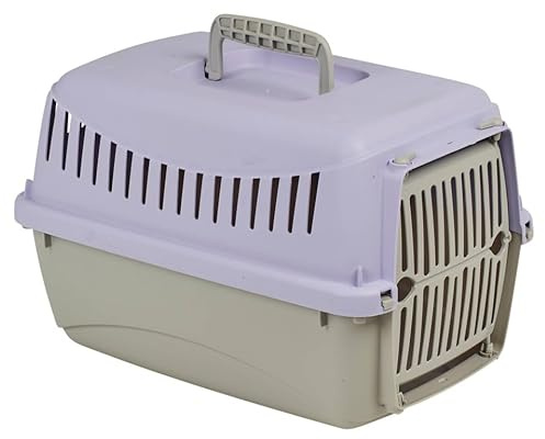 URBNLIVING Transportini Pet Carrier Travel Crate for Cats & Small Dogs | Portable Lightweight Cage with Ventilation | Pastel Design - Small - purple