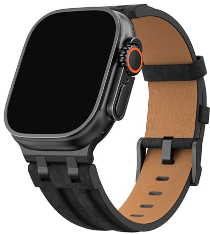 MoKo Correa de Cuero para Apple Watch, Compatible con 49mm 46mm 45mm 44mm 42mm iWatch, Correa de Repuesto con Conector de Metal para Ultra 3/2/1, SE 3/2/1, Series 11/10/9/8/7/6/5/4/3/2/1