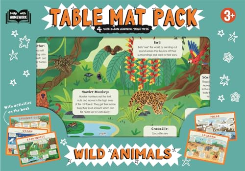 3+ Wild Animals (4 Wipe-Clean Learning Table Mats)