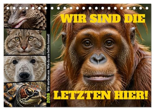 Wir sind die Letzten hier! Wir sterben aus. Wie du uns helfen kannst! (Tischkalender 2026 DIN A5 quer), CALVENDO Monatskalender: Vom Aussterben ... Spezies beitragen kann. (CALVENDO Tiere)