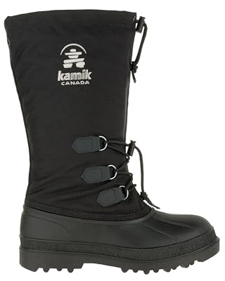 Kamik Lunar Tempo Winter Boot - Seam-Sealed Waterproof Shoes for Men - Insulated Boots - Traction Hiking Shoes Men - Adjustable Snow Collar - Self Cleaning Treads - Black - 10