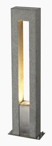 SLV LED Standleuchte ARROCK ARC, eckig | Premium Pollerleuchte aus Granit-Stein zur individuellen Außen-Beleuchtung | Outdoor WegLeuchte, Sockellampe, Einfahrt-Beleuchtung, Garten-Lampe | GU10