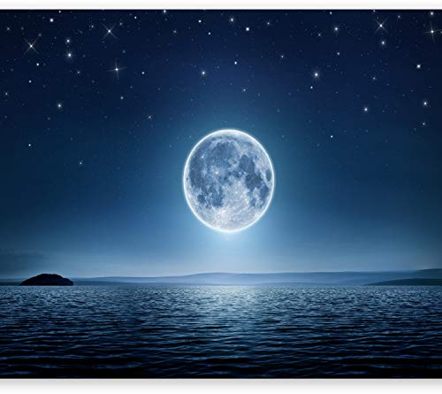 Papier peint murando intissé 350x256 cm Décoration Murale XXL Poster Tableaux Muraux Tapisserie Photo Trompe l'oeil Etoiles Mer Lune Nuit Lune ciel c-A-0036-a-a