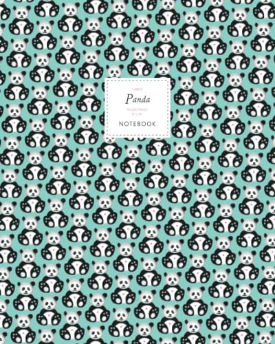 Panda Notebook - Ruled Pages - 8x10 - Premium: (Sea Green Edition) Fun notebook 192 ruled/lined pages (8x10 inches / 20.3x25.4 cm / Large Jotter)