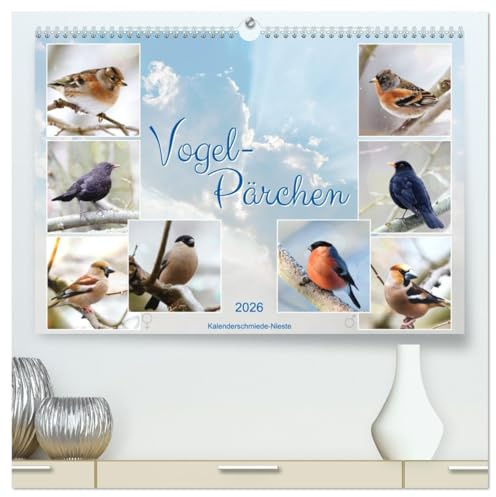 Vogel-Pärchen (hochwertiger Premium Wandkalender 2026 DIN A2 quer), Kunstdruck in Hochglanz: Vogelarten, bei denen sich Männchen und Weibchen optisch unterscheiden (CALVENDO Tiere)