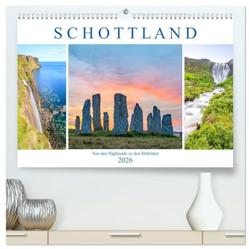 Von den Highlands zu den Hebriden (hochwertiger Premium Wandkalender 2026 DIN A2 quer), Kunstdruck in Hochglanz: Schottlands mystische Landschaften und türkisblaue Küsten. (CALVENDO Orte)