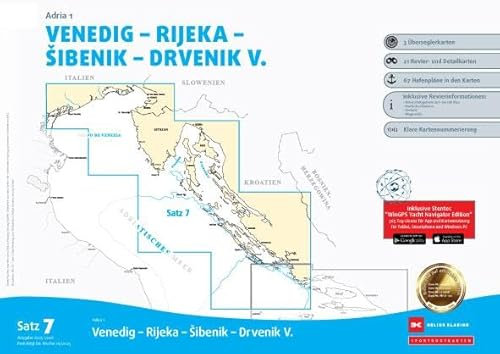 Sportbootkarten Satz 7: Adria 1 (Ausgabe 2025/2026): Venedig - Rijeka - Sibenik - Drvenik V.