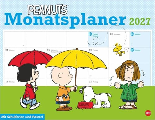Peanuts Monatsplaner 2027: Praktischer Wandplaner mit den bekannten Peanuts-Comics. Kultiger Wandkalender zum Eintragen. Terminkalender mit lustigen Bildergeschichten.