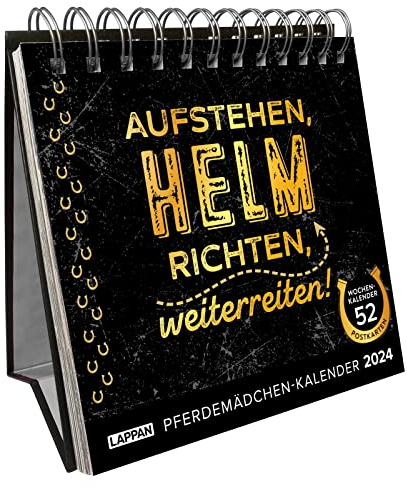 Aufstehen, Helm richten, weiterreiten! Pferdemädchen-Kalender 2024: Kalender mit 53 Postkarten für echte Pferde-Fans