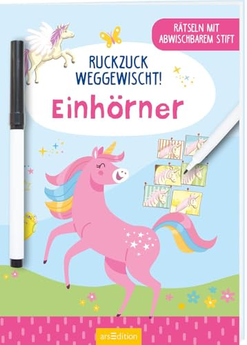 Ruckzuck weggewischt! Einhörner: Rätseln mit abwischbarem Stift | Rätselheft zum Immer-wieder-Lösen für Kinder ab 4 Jahren