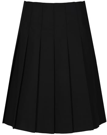 Trutex Back Pleated School Skirt for Senior Girls (10-16+ Years), Stain Resistant Uniform, All Round Permanent Pleated Skirt - Genuine Trutex School Uniform Black L20-W24