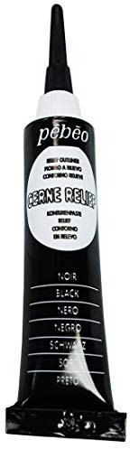 Pebeo 390100 Vitrail Cristal Veces Color contornos Pasta 20 ml Tube blíster, Negro