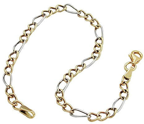 Figaro Panzer Armband aus 375 Gold Gelbgold & Weißgold bicolor 19cm Damen