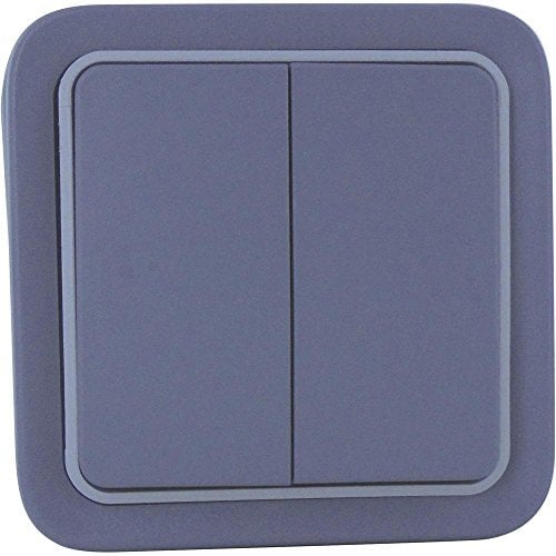 Legrand 069715 Double Interrupteur ou va-et-vient Étanche, Plexo Complet Saillie, 10AX, 250V, Gris