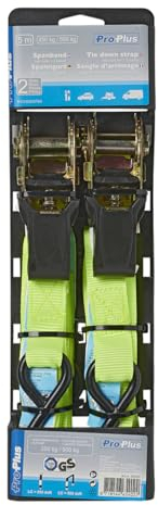 ProPlus 320204 - Cinghia di Fissaggio con tenditore a cricchetto e 2 Ganci, 5 m