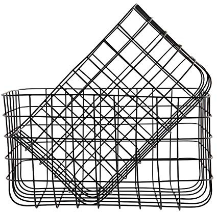 House Doctor Korb, Simply, Schwarz, Set von 2 Größen, S: 24x32 cm, L: 28x36 cm, h: 20 cm, Aluminium Sp0389