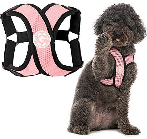 Gooby - Comfort X Step-In-Hundegeschirr, Würgefrei, mit Mikro-Wildlederbesatz und patentiertem X-Rahmen, Pink, Größe M