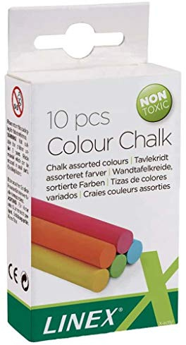 Linex CCCHC10 Tafel-Kreide, rund, 80x10 mm (HxB), staubfrei, bunt, 10 Stück